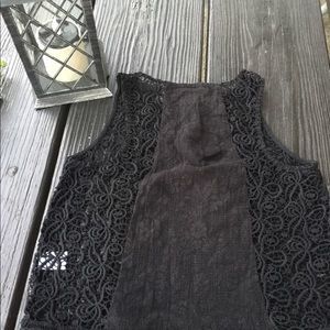 Cute black lacy tank top
